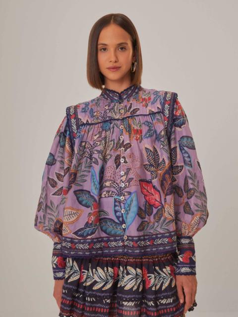 FARM RIO Lavender Wild Night Long Sleeve Blouse