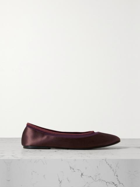 Loulou de Saison + Net Sustain Frano Stretch Jersey-trimmed Satin Ballet Flats