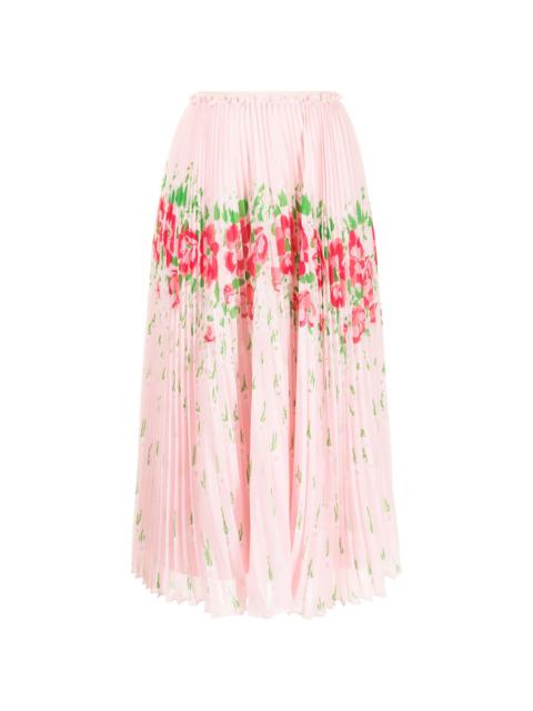 REDValentino floral-print pleated midi skirt