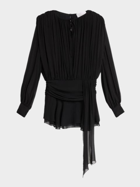 GIUSEPPE DI MORABITO Draped Drop-Waist Silk Mini Dress