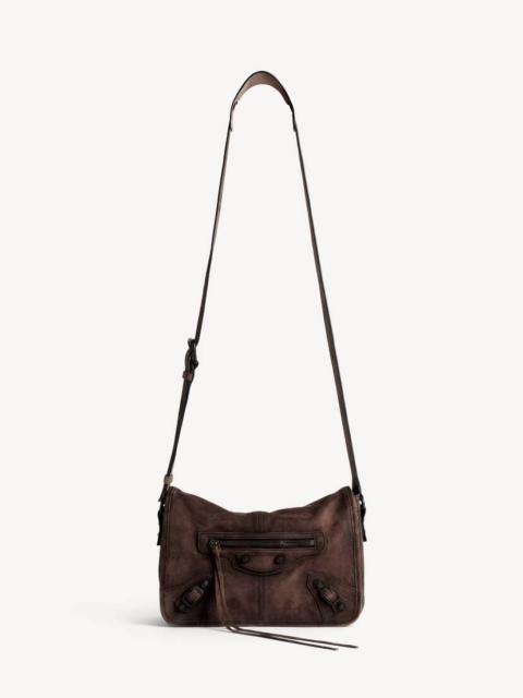 BALENCIAGA Men's Le City Flap Messenger Bag Small in Light Espresso