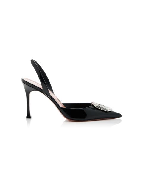 Amina Muaddi Camelia Patent Leather Slingback Pumps black