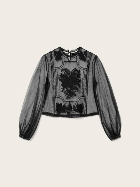 ALLSAINTS CESCA SHEER EMBROIDERED TOP