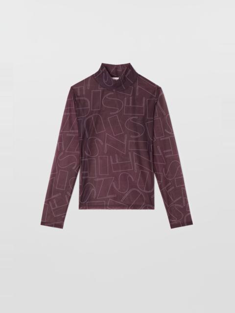 SUNNEI HIGHNECK LONGSLEEVE SHEER TOP / chocolate plum
