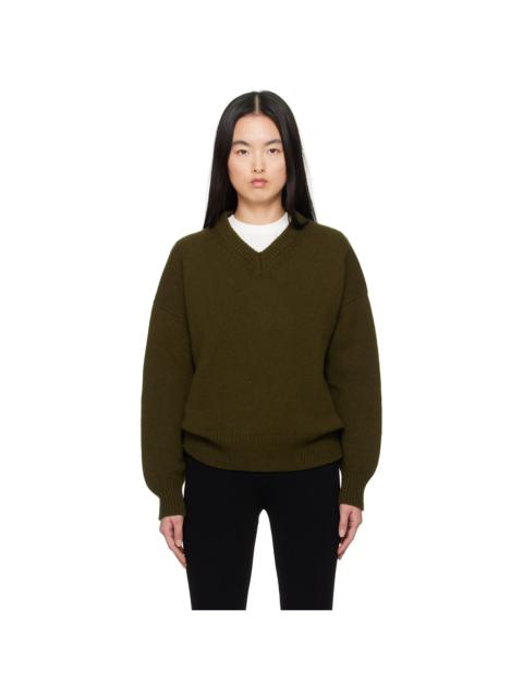 &DAUGHTER Khaki Balla Slouch V-Neck Sweater