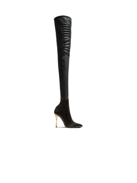 Balmain Moneta leather thigh-high boots