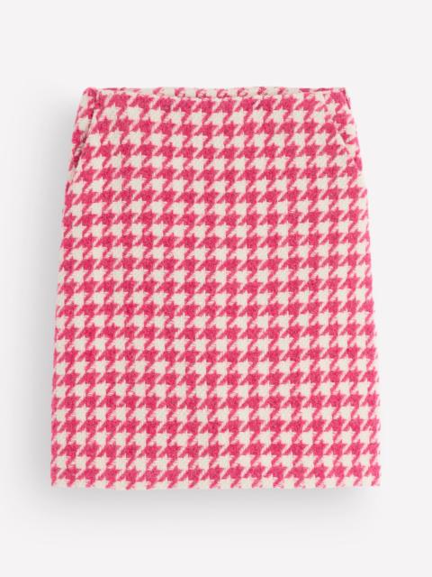 BODEN Wool Blend A-Line Skirt-Pink Dogstooth