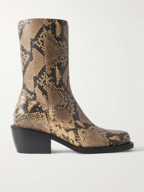 Dries Van Noten Snake-Effect Leather Boots