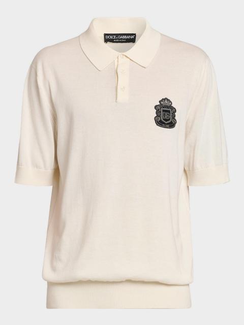 Dolce & Gabbana Men's Cotton Heraldic Crest Polo Shirt