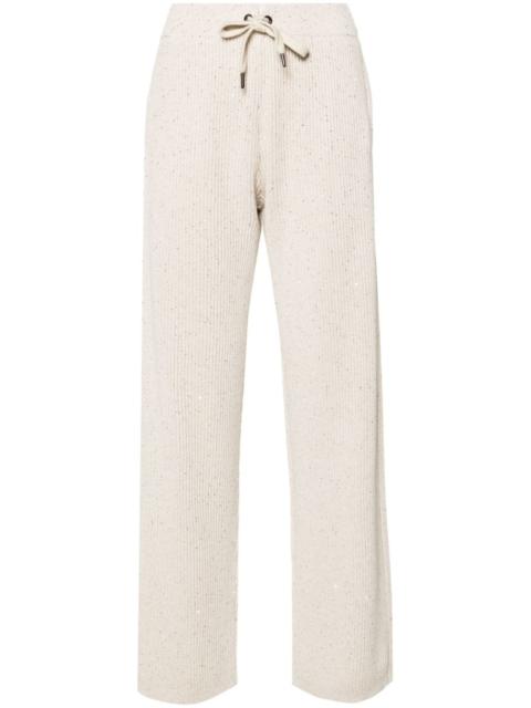 Brunello Cucinelli sequin-embellished ribbed-knit trousers