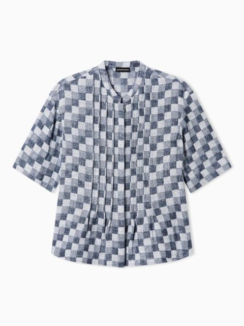 EMPORIO ARMANI CHECK LINEN GAUZE SHIRT