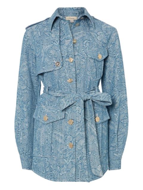 Temperley London floral-print belted denim jacket