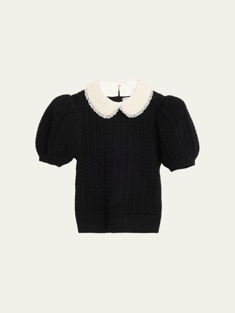 Alice + Olivia Chase Puff-Sleeve Sweater