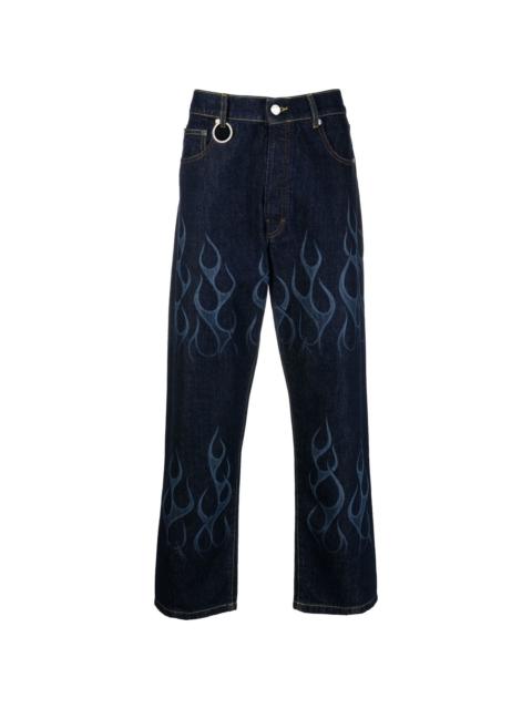 Étude flame-print straight-leg jeans