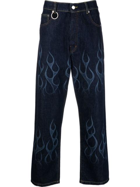 Étude flame-print straight-leg jeans