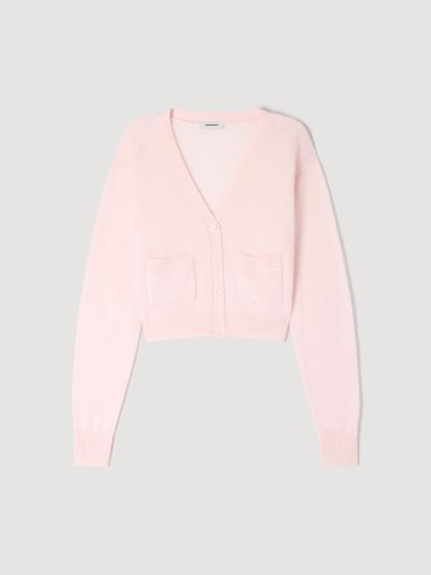Sandro CROPPED CASHMERE WOOL CARDIGAN