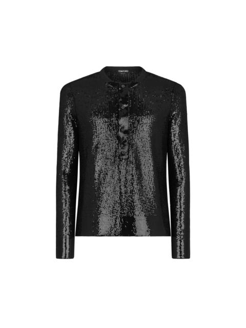 TOM FORD PAILLETTE EMBROIDERY HENLEY