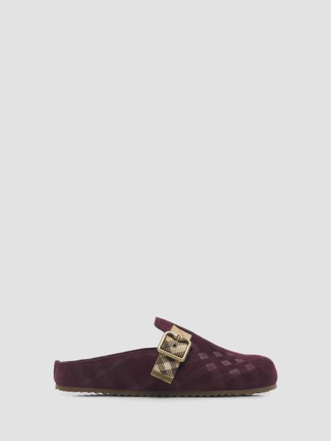 Burberry Women's Check Suede Urchin Clogs - Vineyard Red
