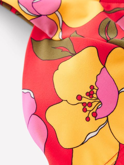 BODEN Sweetheart Sleeve Bikini Top-Red, Radiant Bloom