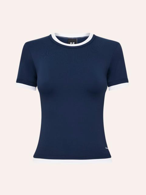 P.E NATION FOUNDATION LAYER SHORT SLEEVE TEE IN DARK NAVY & WHITE