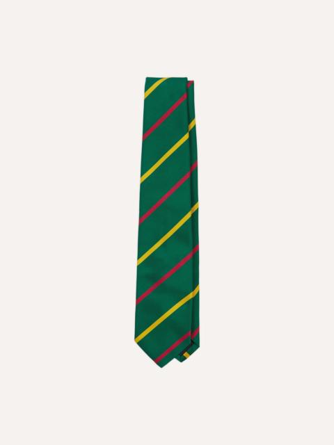 Drake's Green, Yellow and Pink Bar Stripe Mogador Silk Tipped Tie
