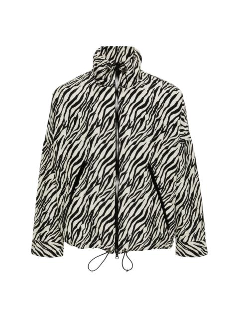 zebra-print zip-up jacket