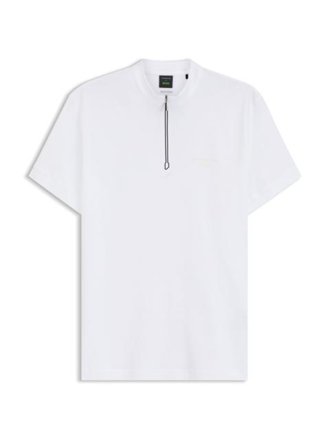 BOSS PORSCHE X BOSS ZIPPER-NECK POLO SHIRT IN COTTON