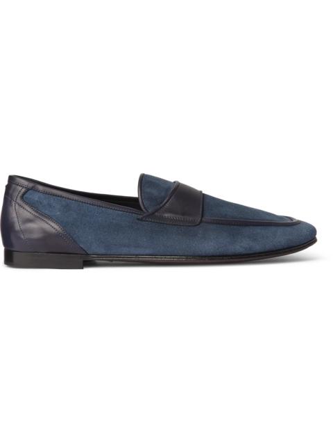 Dolce & Gabbana Leather-Trimmed Suede Loafers