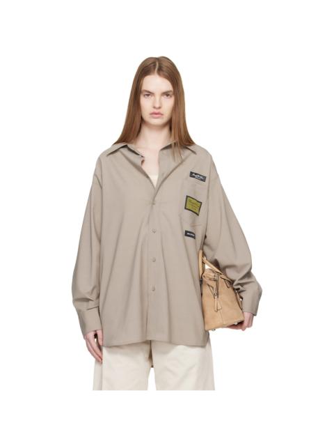MM6 Maison Margiela Taupe Tailored Wool-Blend Shirt