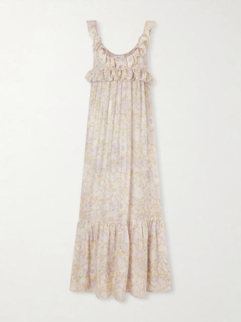 Chloé Ruffled Tiered Floral-print Silk-charmeuse Maxi Dress