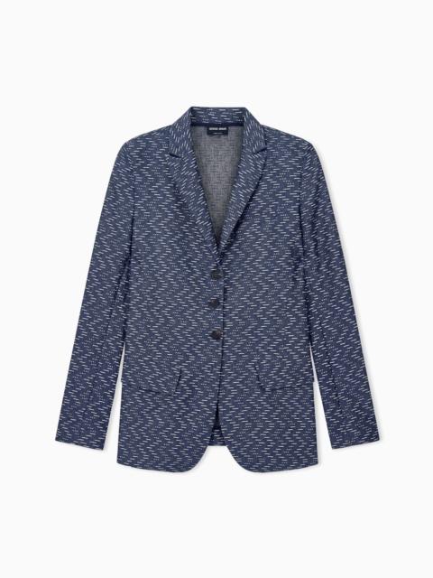 GIORGIO ARMANI BLAZER JACKETS SINGLE-BREASTED CHEVRON IN CASHMERE AND SILK