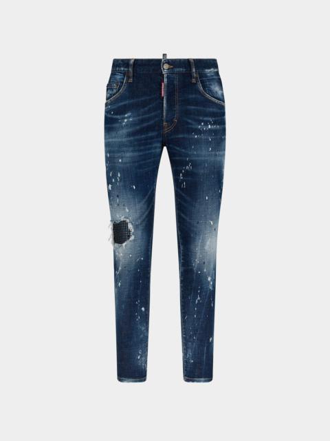 DSQUARED2 BLUE SPARKLE TOPPA WASH SKATER JEANS