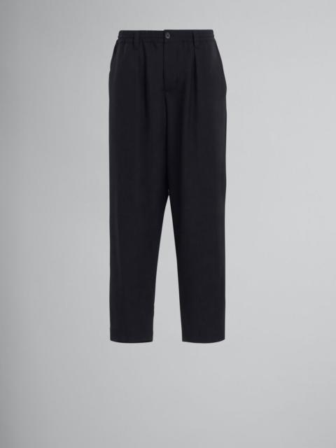 Black tropical wool tailored trousers