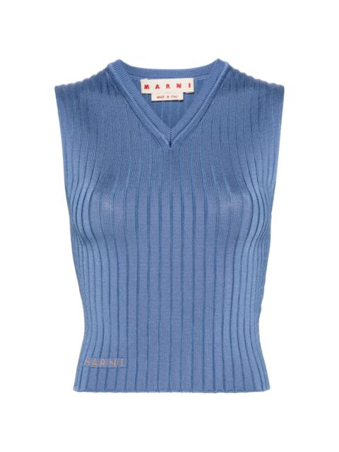 Marni V-neck ribbed knit top