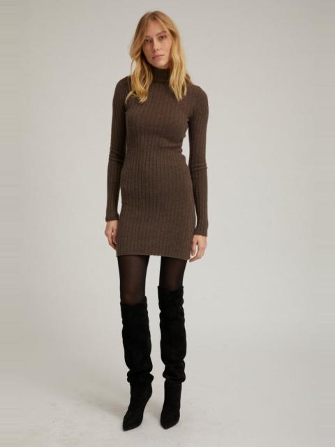 SPRWMN TRUFFLE CASHMERE MOCK NECK MINI DRESS