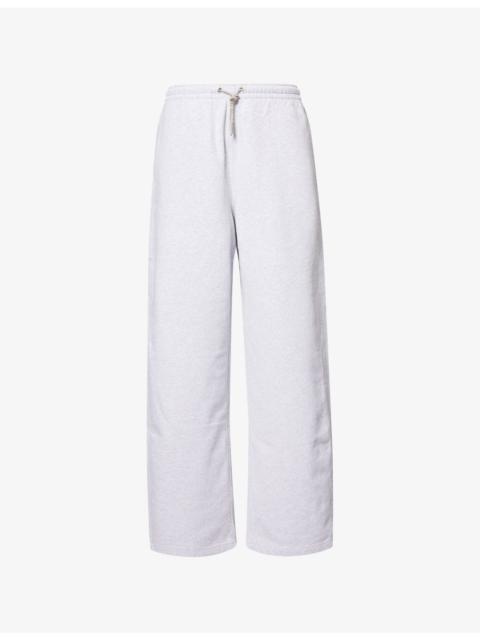 Alexander Wang Rhinestone Drawcord Wide-Leg Cotton-Jersey Jogging Bottoms