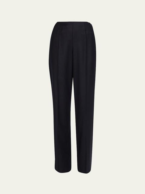 Loro Piana Timi Wool-Cashmere Flannel Wide-Leg Pants