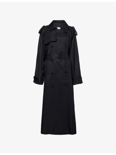 The Frankie Shop Veyron Draped Woven Trench Coat