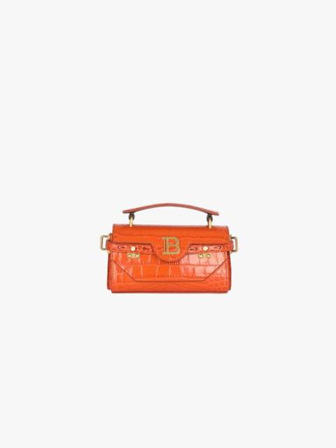 Balmain Dark orange crocodile-embossed leather B-Buzz 19 bag