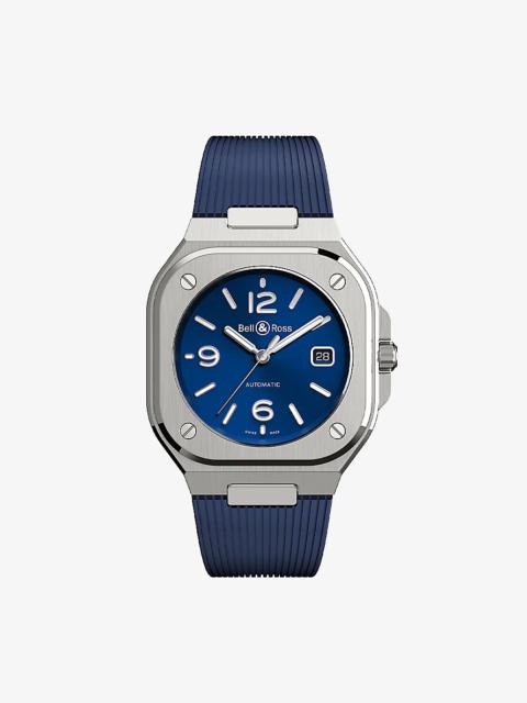 BR05A-BL-STSRB stainless-steel and rubber automatic watch
