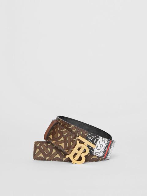 Burberry Monogram Stripe E-canvas and Leather Belt