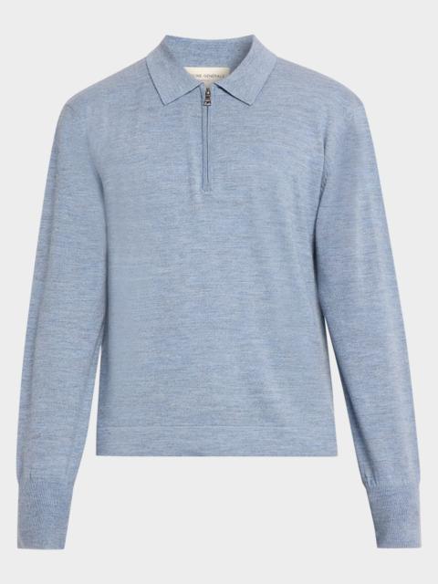 OFFICINE GÉNÉRALE Men's Bene Merino Wool Quarter-Zip Polo Sweater