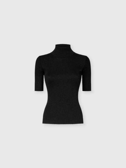 Missoni Ribbed knit top with high neck and short sleeves