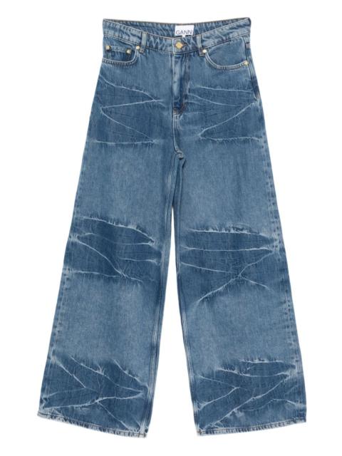 GANNI logo-patch jeans