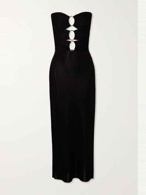 TOM FORD Strapless cutout embellished knitted gown