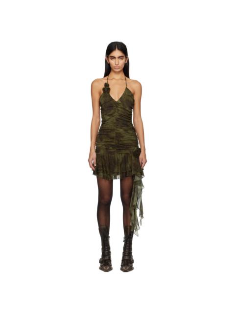 Blumarine Green Ruched Minidress