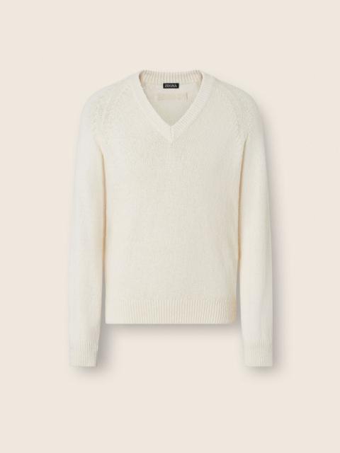 ZEGNA WHITE COTTON V-NECK