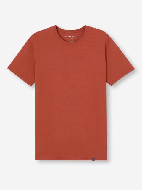 Derek Rose Men's T-Shirt Basel Micro Modal Stretch Rust Red