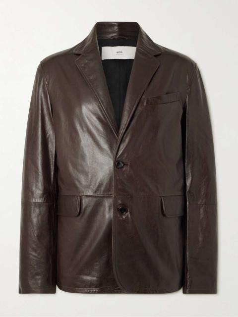 AMI Paris Panelled Leather Jacket