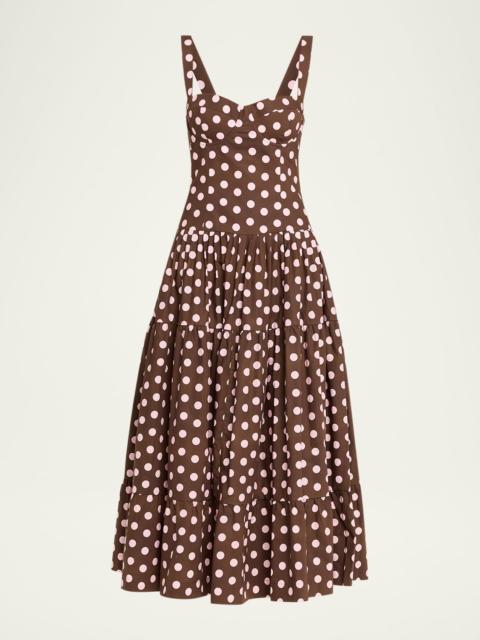Cara Cara Santiago Bustier Tiered Floral Poplin Midi Dress